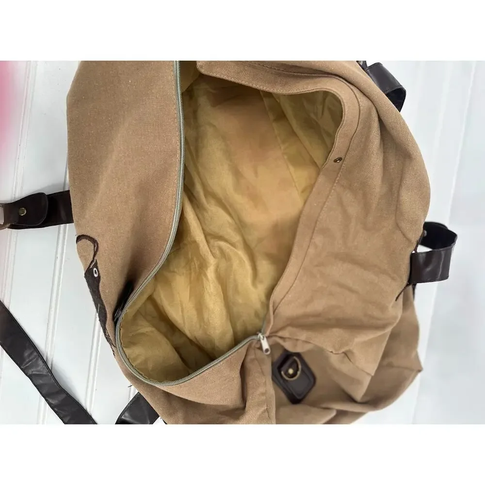 Canvas Tan Cotton Twill Duffle‎ Bag Fish Fishing Outdoor Camping Hunting Travel